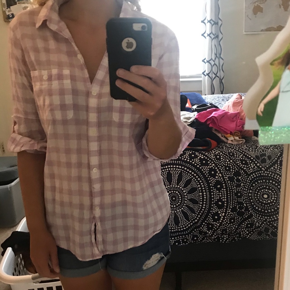 Gingham lavender button down